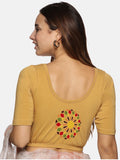 Women Back Printed Stretchable  Half Sleeve Blouse U0144 Chikoo