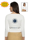 Women Three Fourth Sleeve Back Print Stretchable Blouse U0179 White