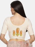 Women Back Printed Stretchable Half Sleeve Blouse U051 Cream