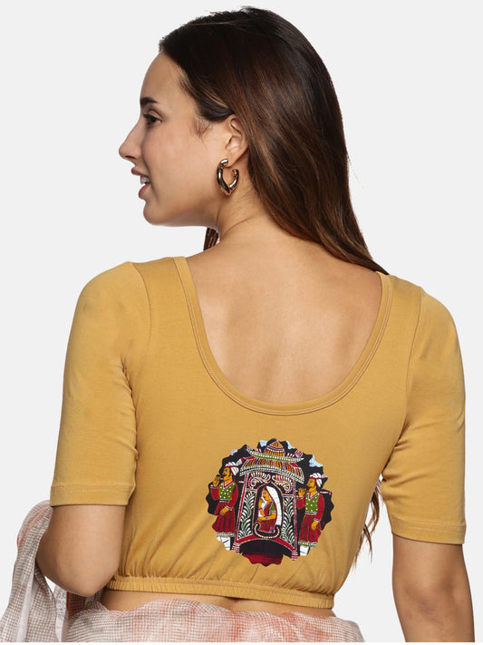 Women Back Printed Stretchable Blouse U0140 - notyetbyus