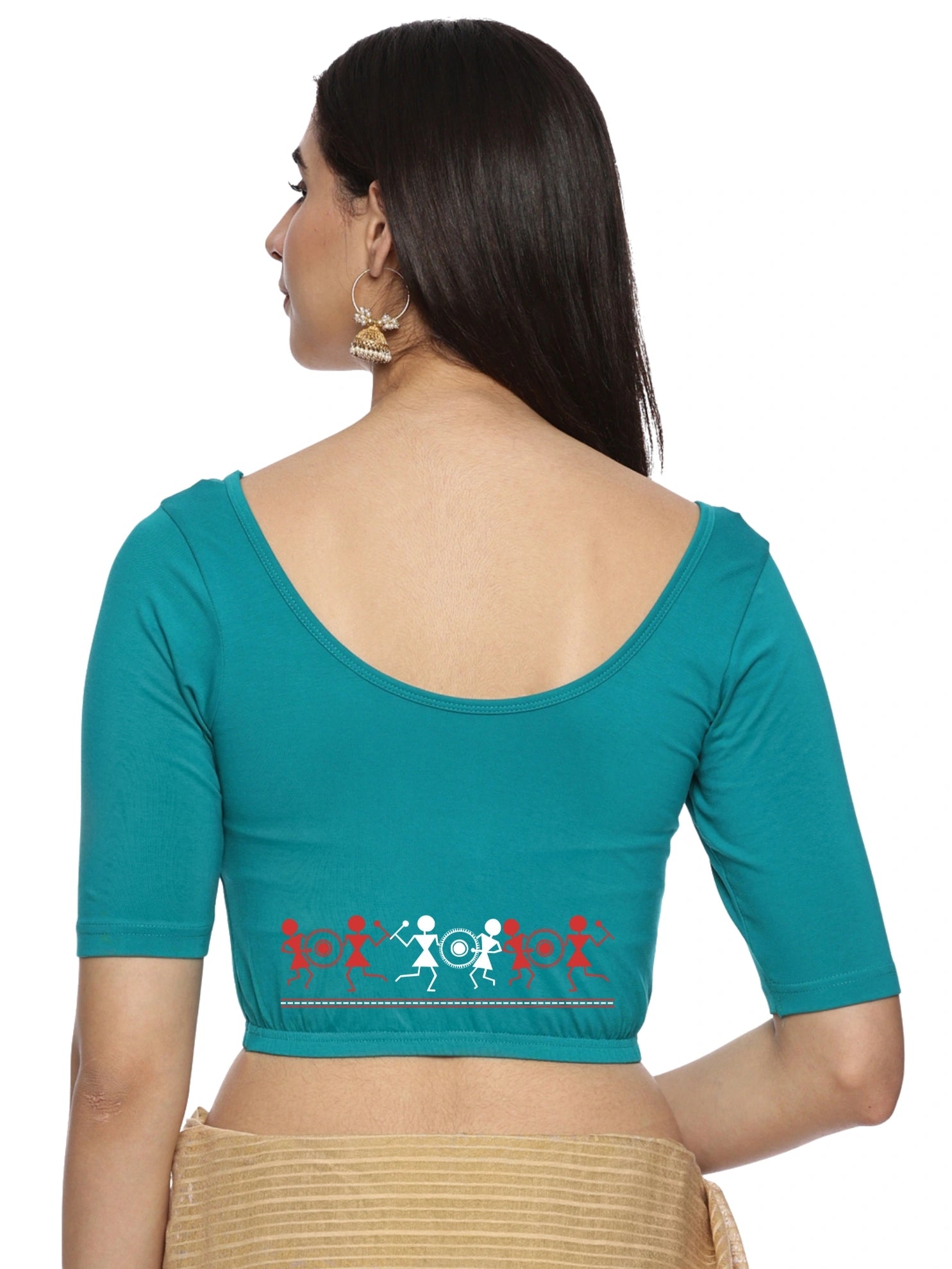 Women Back Printed Stretchable Blouse U028