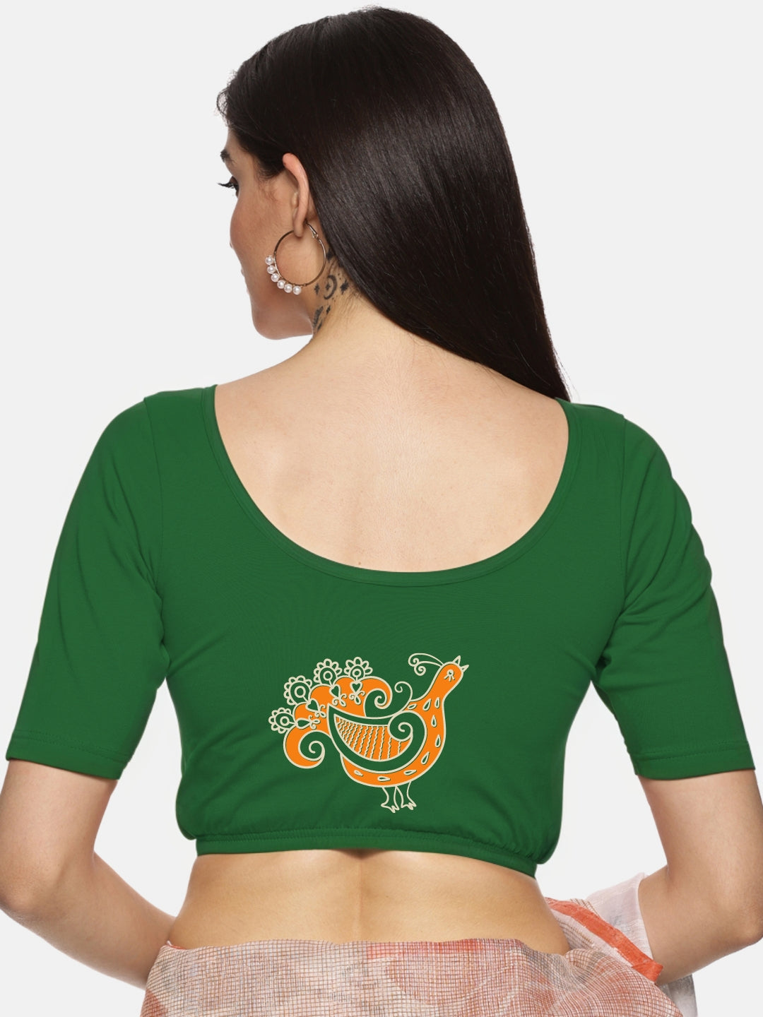 Women Back Printed Stretchable Blouse U079 - notyetbyus