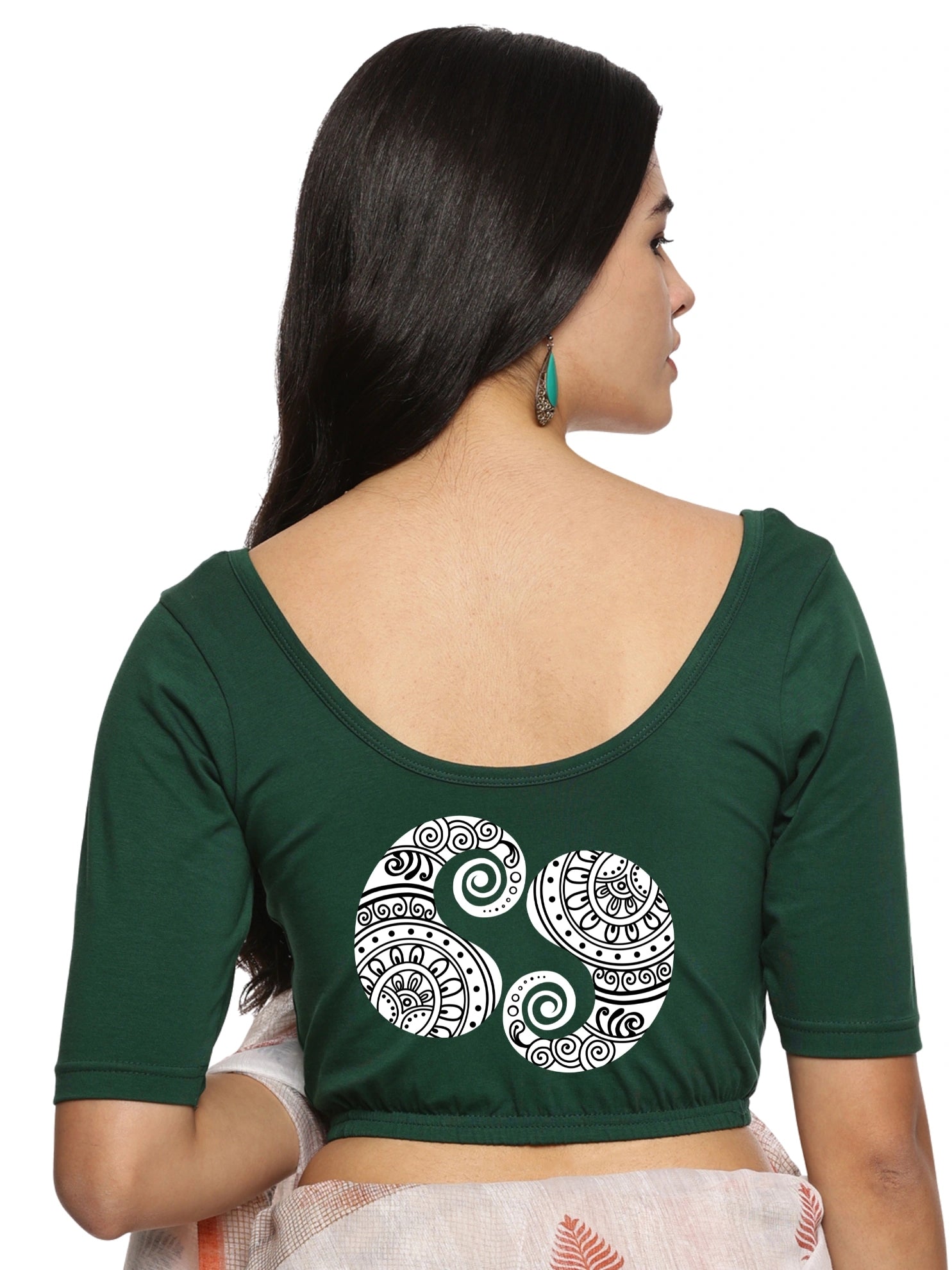 Women Back Printed Stretchable Blouse U021