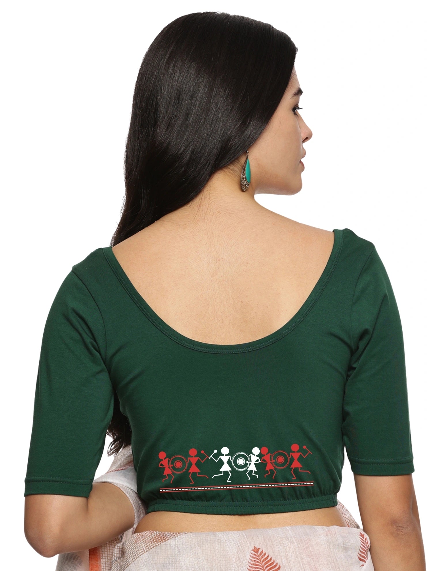 Women Back Printed Stretchable Blouse U028