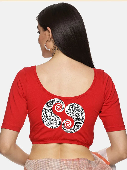 Women Back Printed Stretchable Blouse U021 - notyetbyus