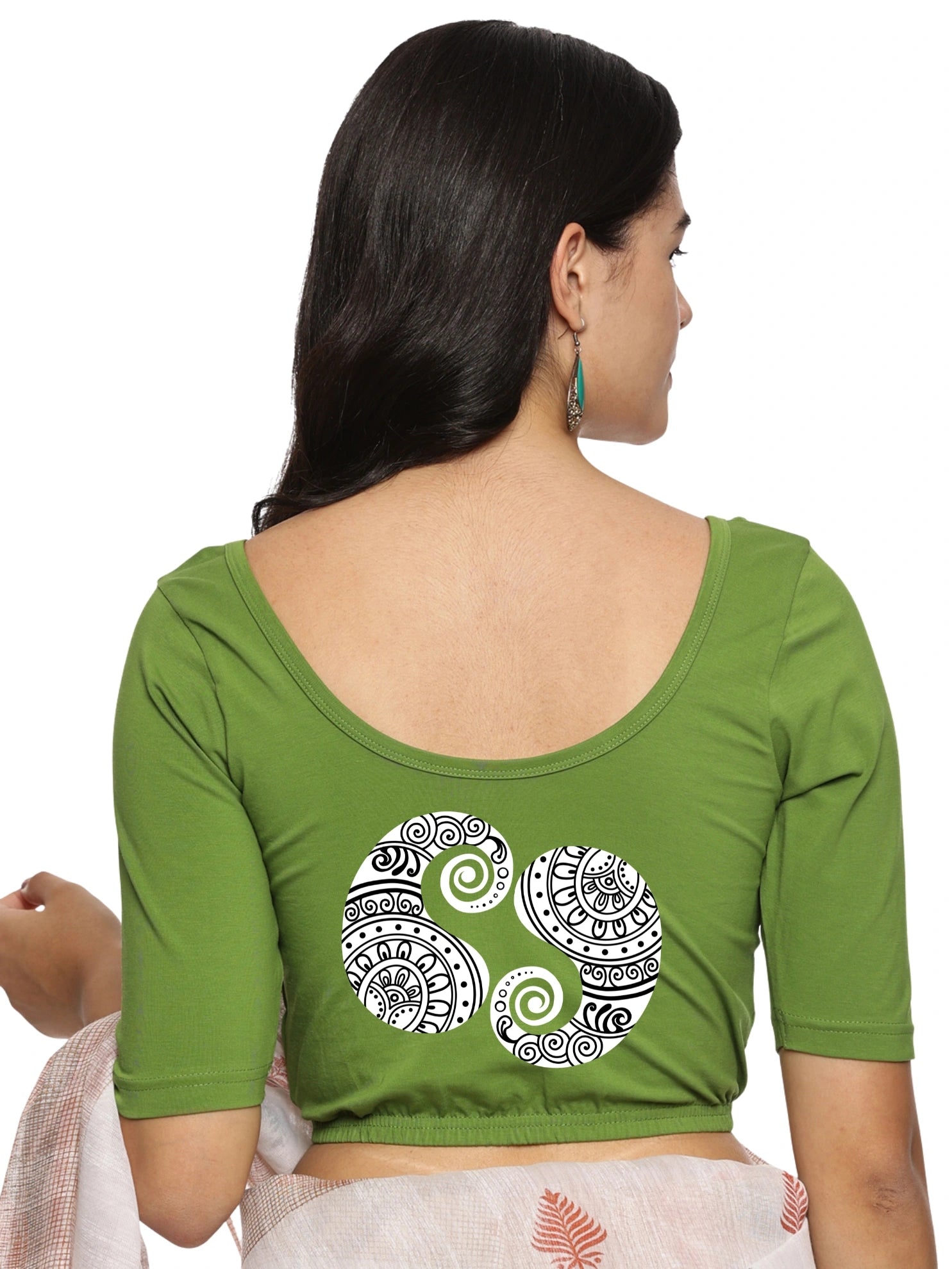 Women Back Printed Stretchable Blouse U021
