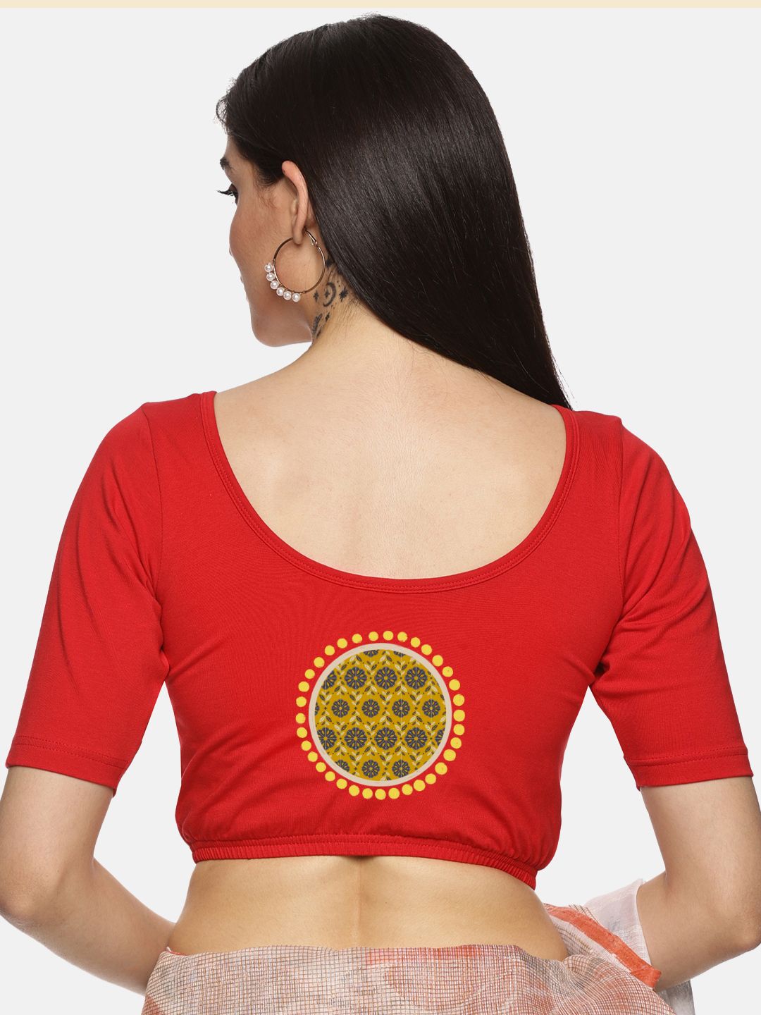 Women Back Printed Stretchable Blouse U023 - notyetbyus