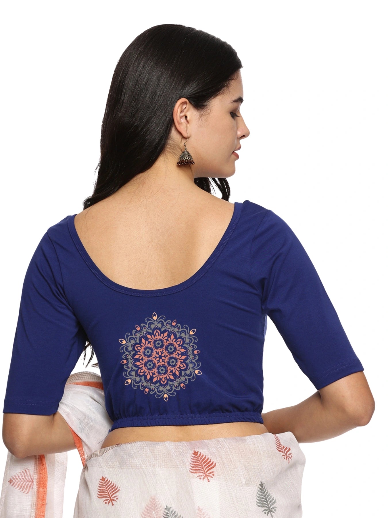 Women Back Printed Stretchable Blouse U026