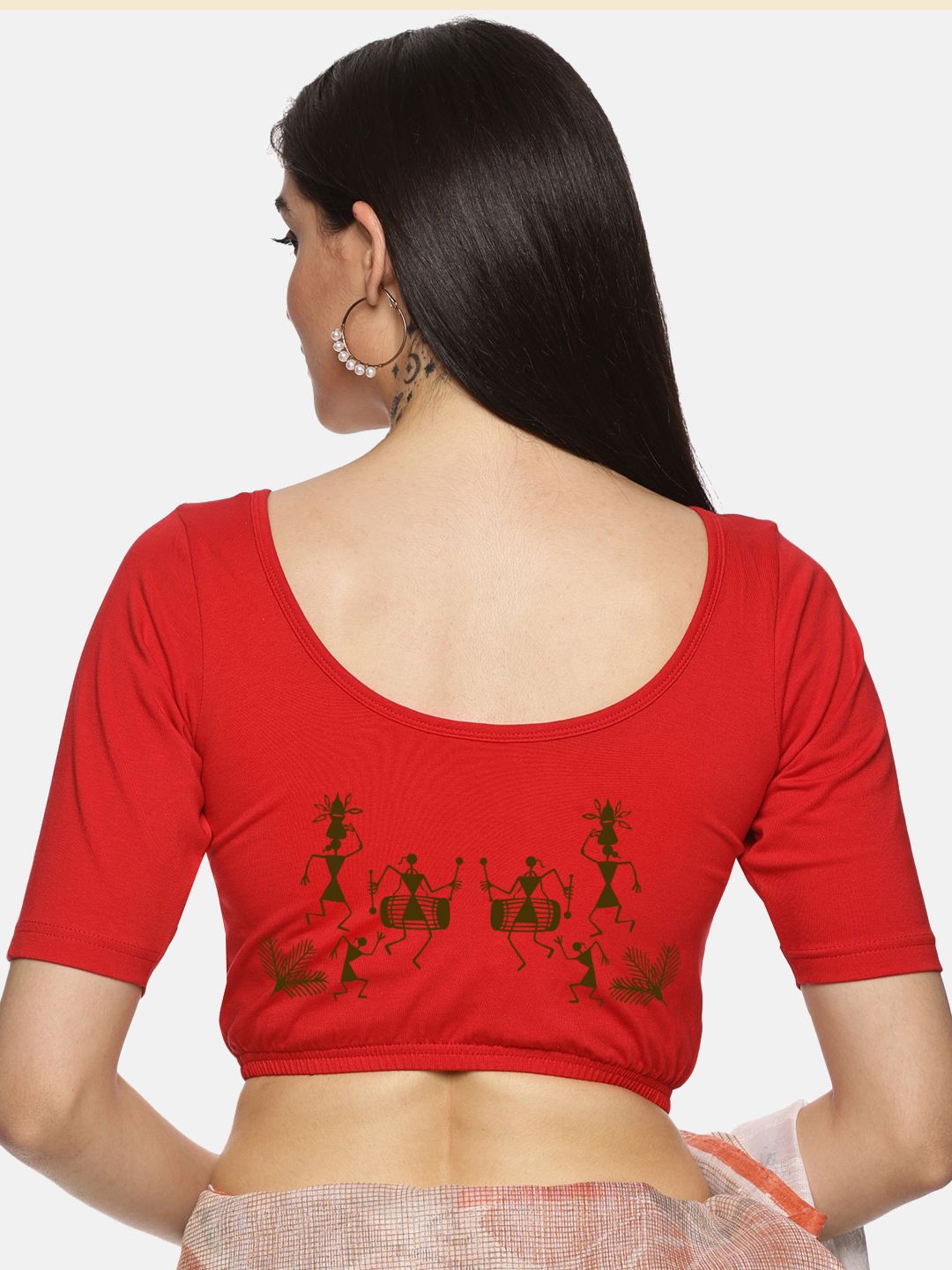 Women Back Printed Stretchable Blouse U027 - notyetbyus