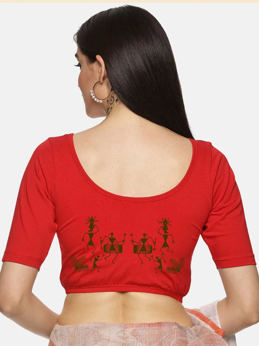 Women Back Printed Stretchable Blouse U027 - notyetbyus