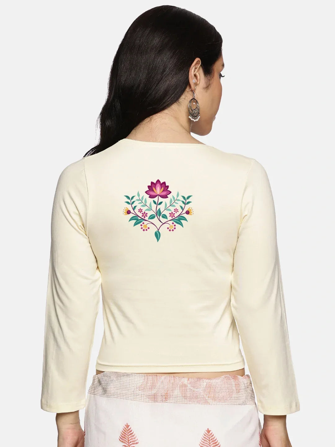 Women Three Fourth Sleeve Back Print Stretchable Blouse U0127 - notyetbyus