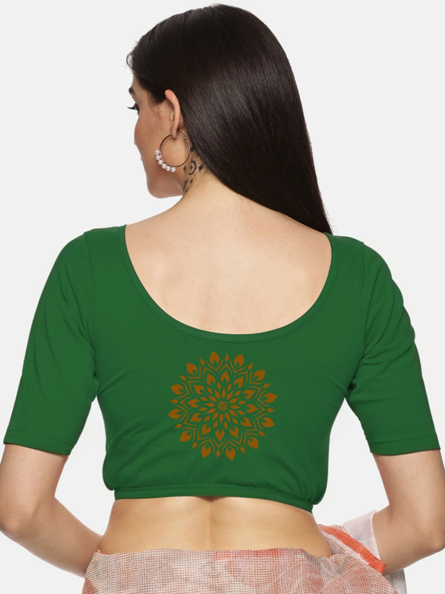 Women Back Printed Stretchable Blouse U014 - notyetbyus