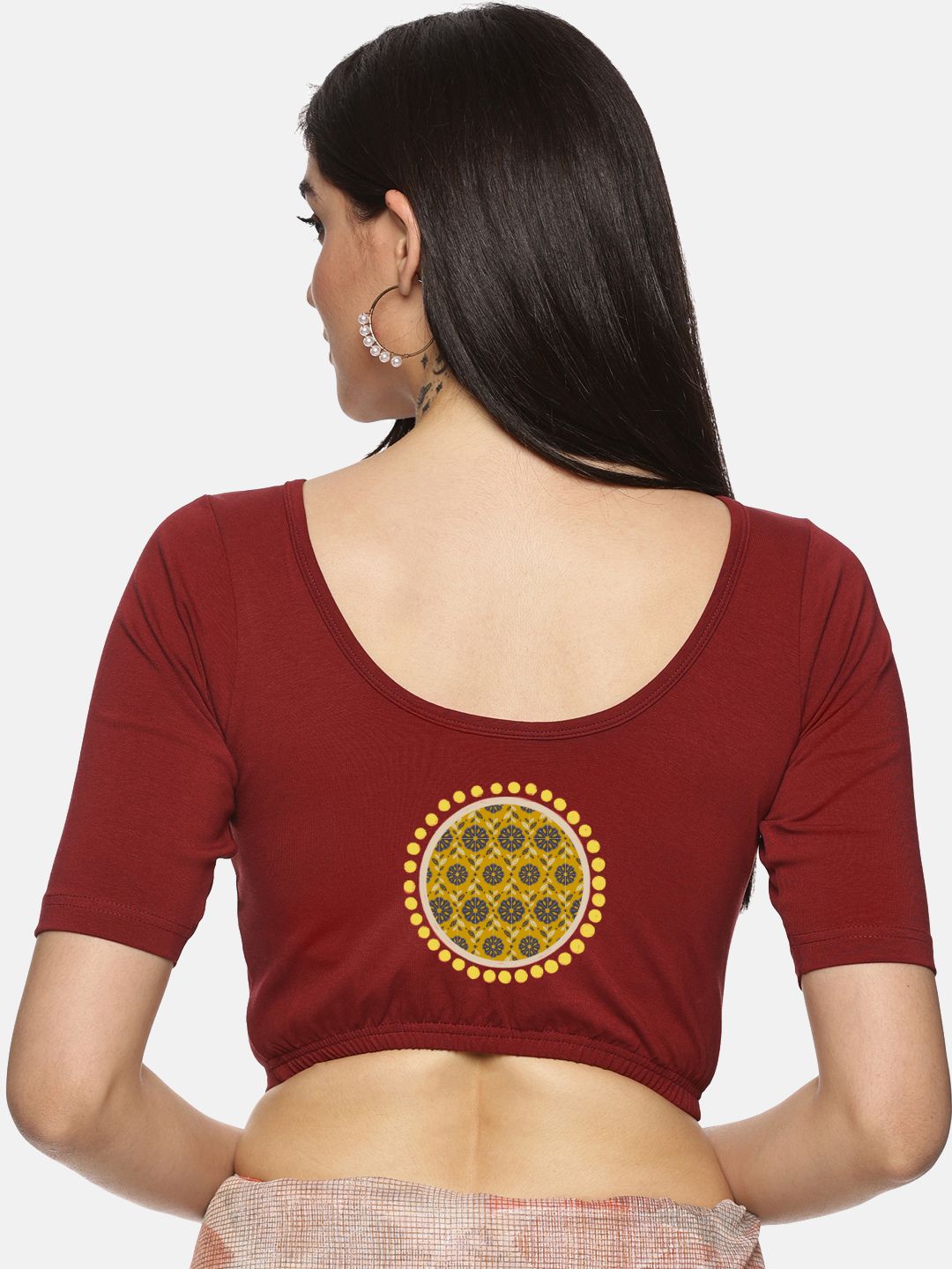 Women Back Printed Stretchable Blouse U023 - notyetbyus