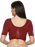 Women Back Printed Stretchable Half Sleeve Blouse U0178 Maroon