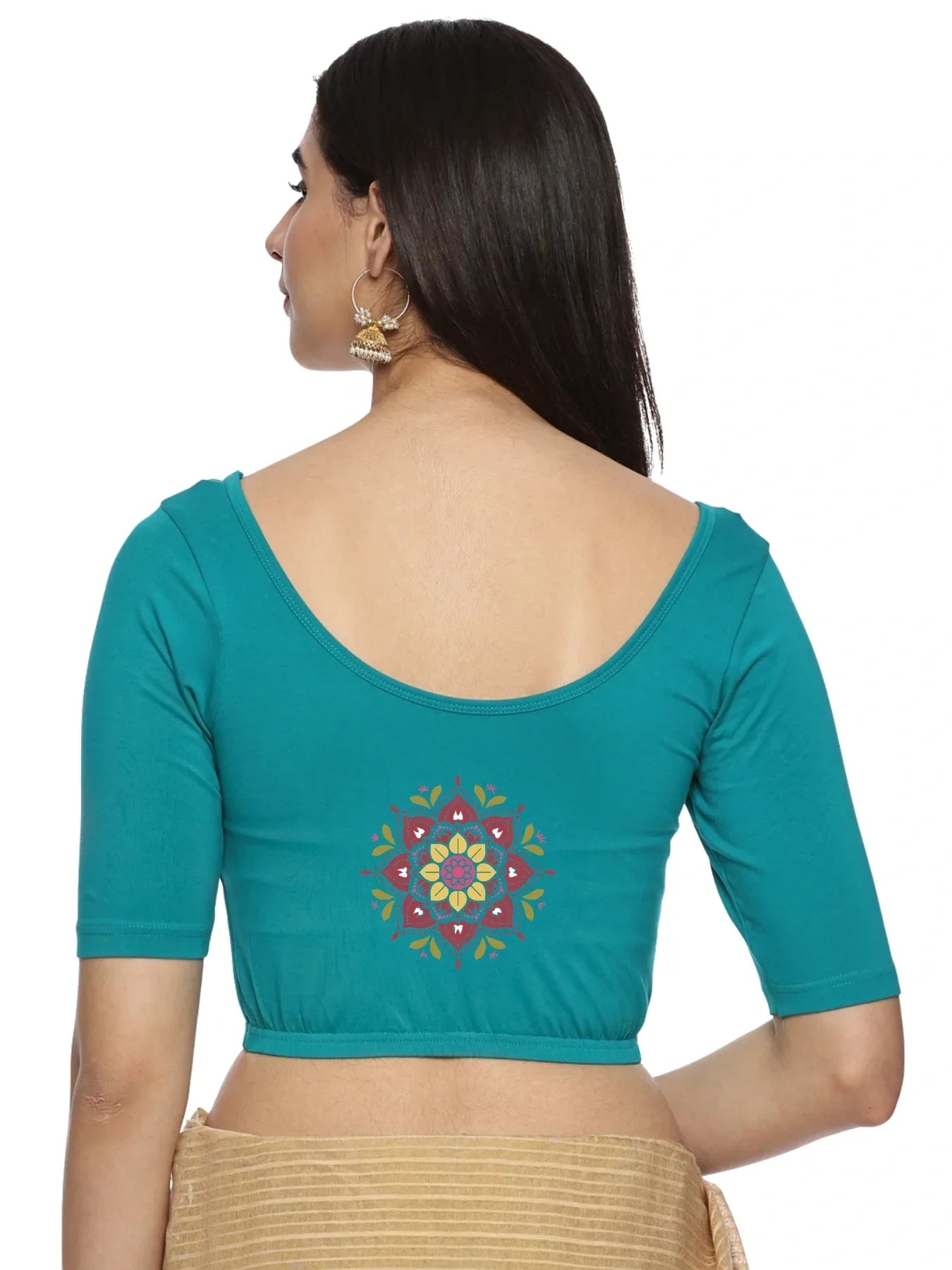 Women Back Printed Stretchable Blouse U0200 - notyetbyus