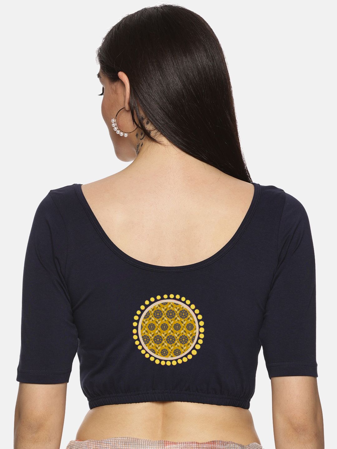 Women Back Printed Stretchable Blouse U023 - notyetbyus