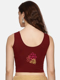 DIY Embroidery Kit with Women Stretchable Sleeveless Blouse E06 – Maroon