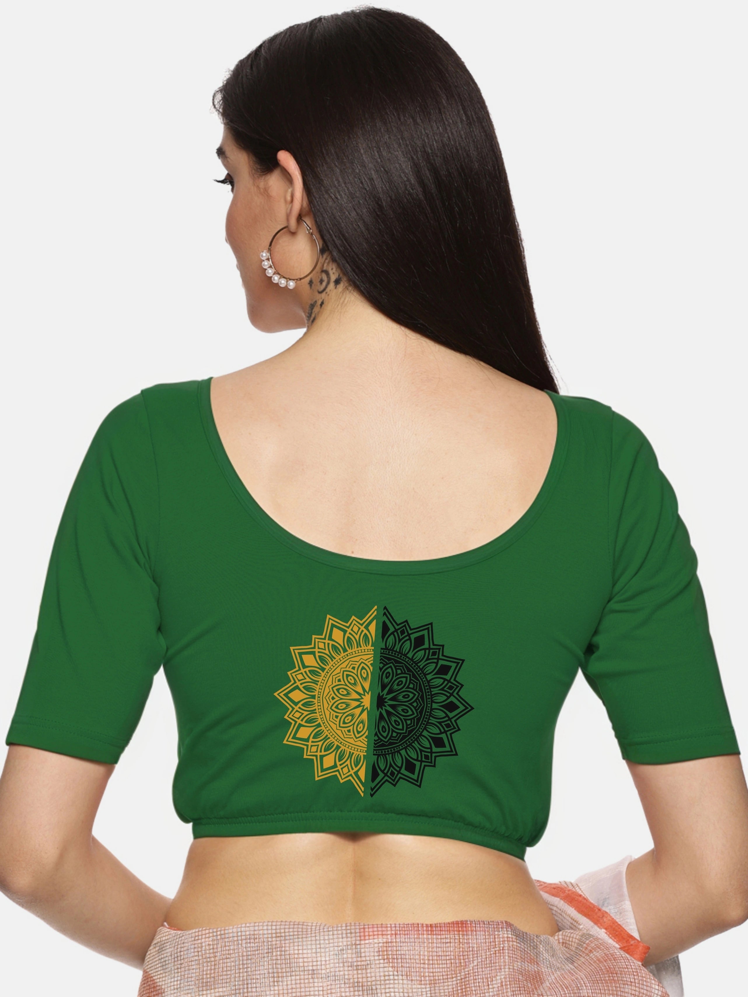 Women Back Printed Stretchable Blouse U017 - notyetbyus