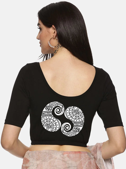 Women Back Printed Stretchable Blouse U021 - notyetbyus