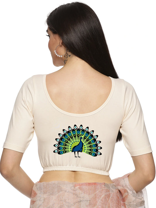 Women Back Printed Stretchable Blouse U0143 - notyetbyus