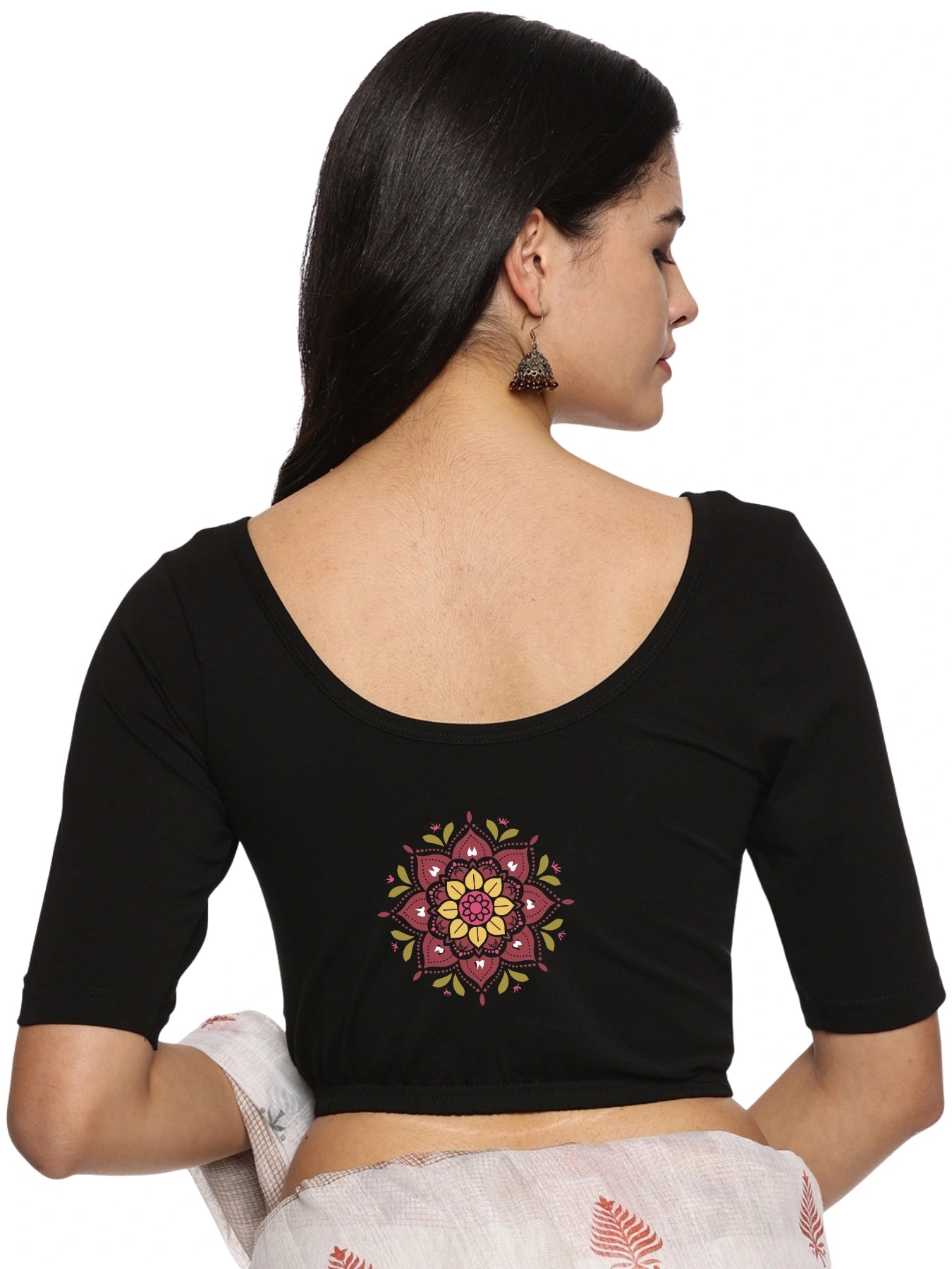 Women Back Printed Stretchable Blouse U0200