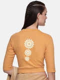 Women Back Printed Stretchable Elbow Sleeve RIB Blouse U0170 Mango