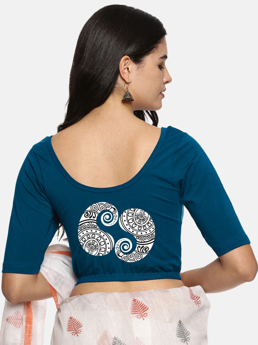 Women Back Printed Stretchable Blouse U021 - notyetbyus