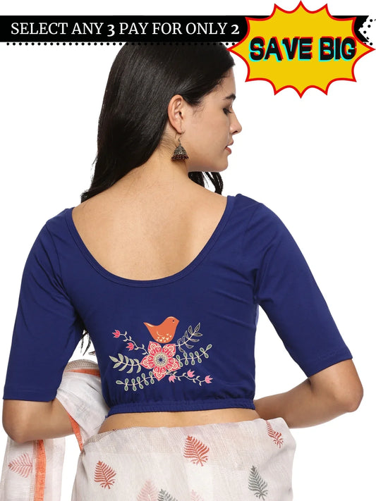 Women Back Printed Stretchable Blouse U0196 - notyetbyus