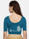 Women Back Printed Stretchable  Half Sleeve Blouse U0165 peacock