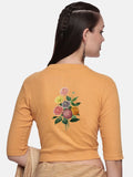 Women Back Printed Stretchable Elbow Sleeve RIB Blouse U0171 Mango