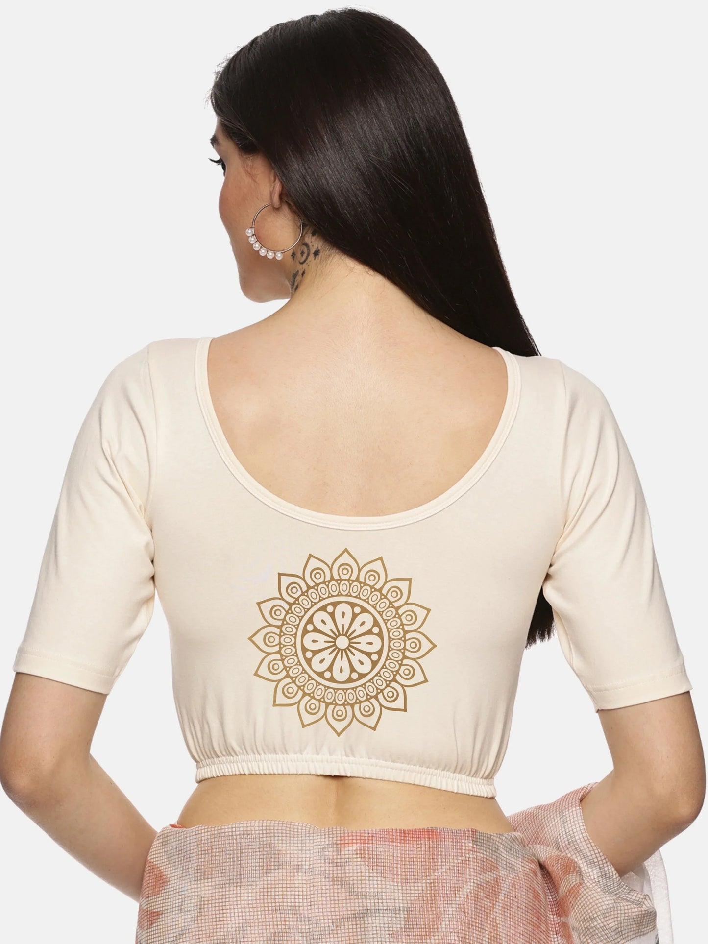 Women Back Printed Stretchable Blouse U018 - notyetbyus