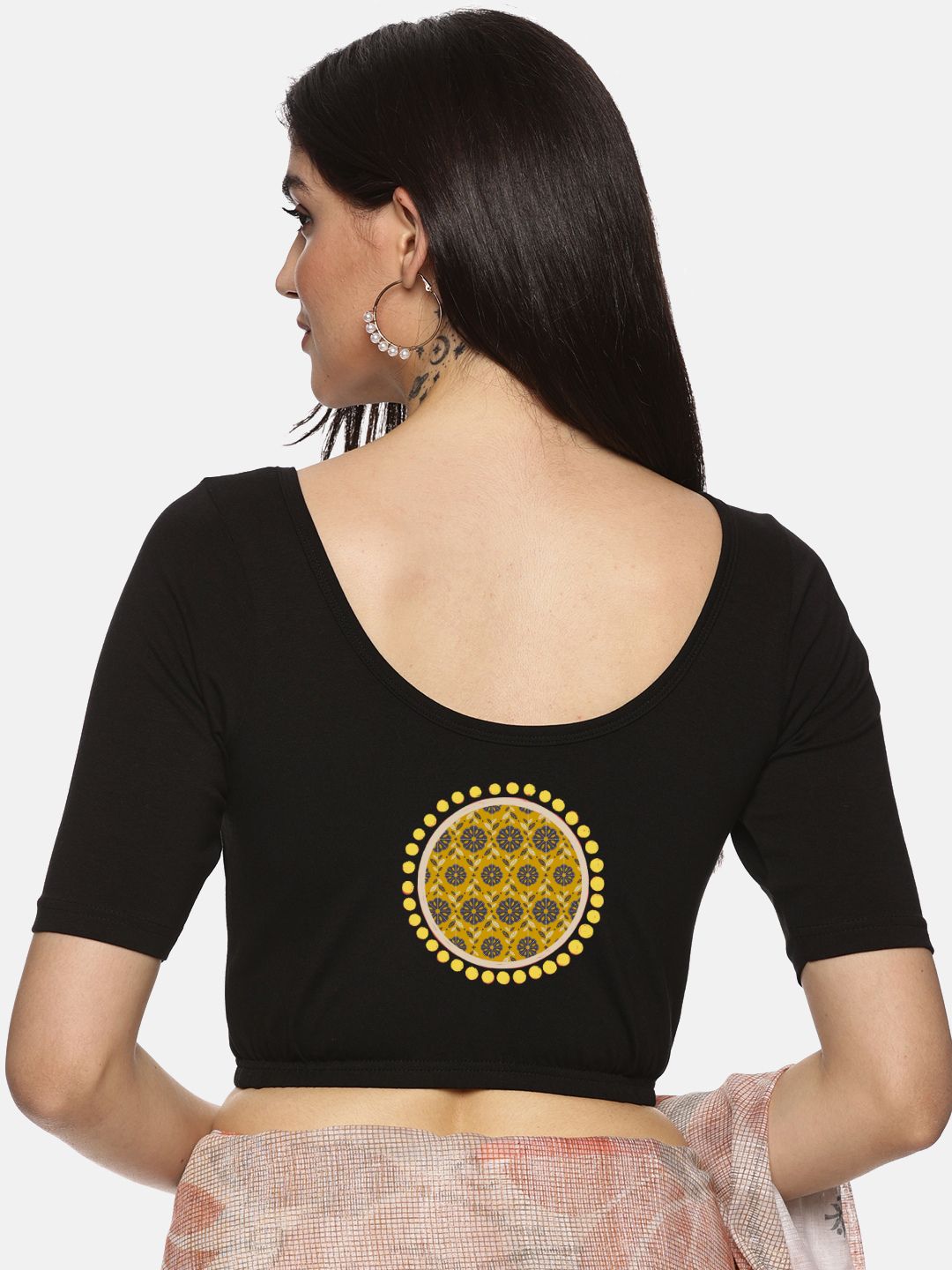 Women Back Printed Stretchable Blouse U023 - notyetbyus
