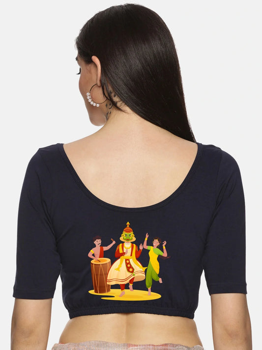 Women Back Printed Stretchable Blouse U083 - notyetbyus