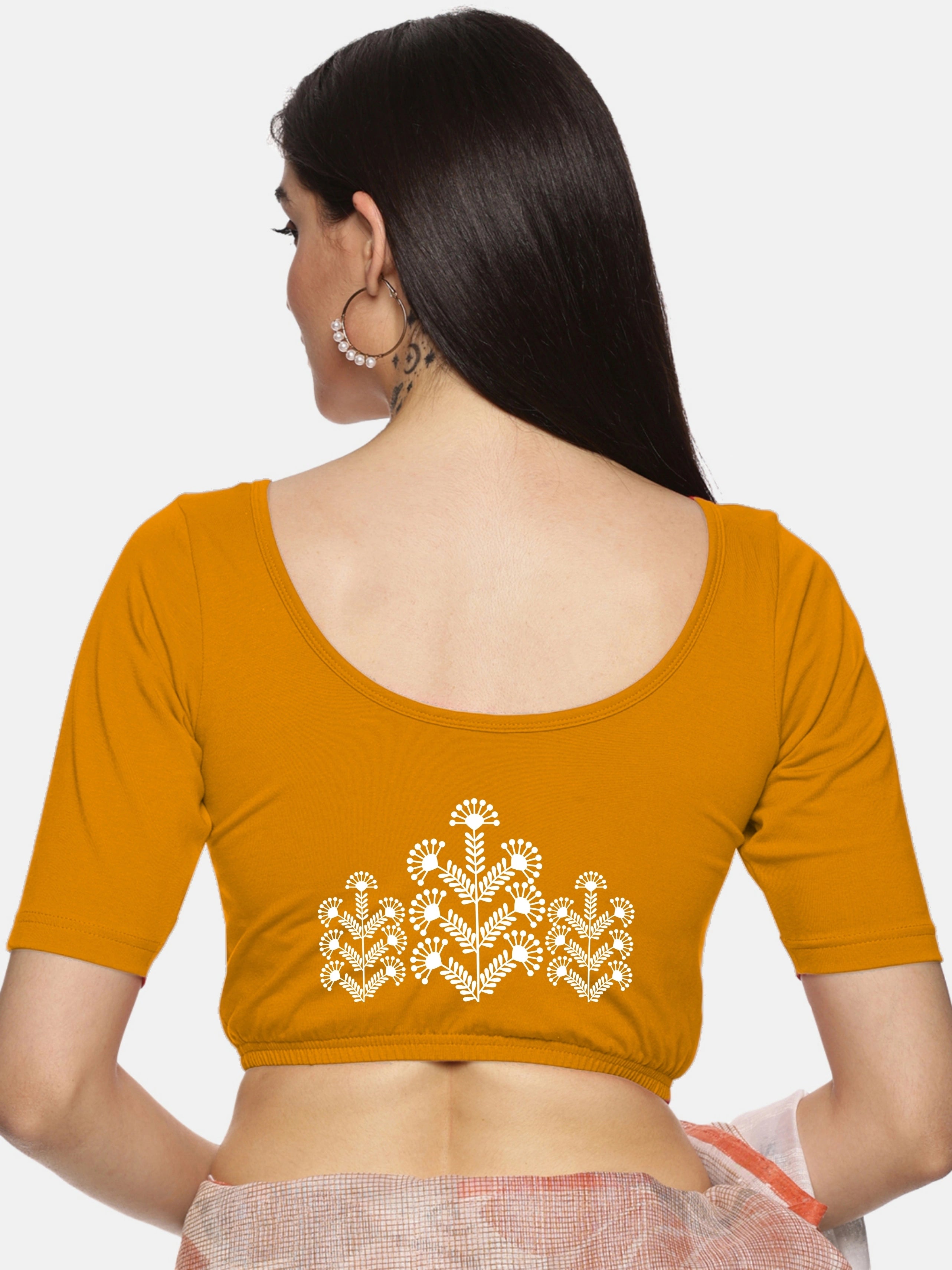 Women Back Printed Stretchable Blouse U019 - notyetbyus