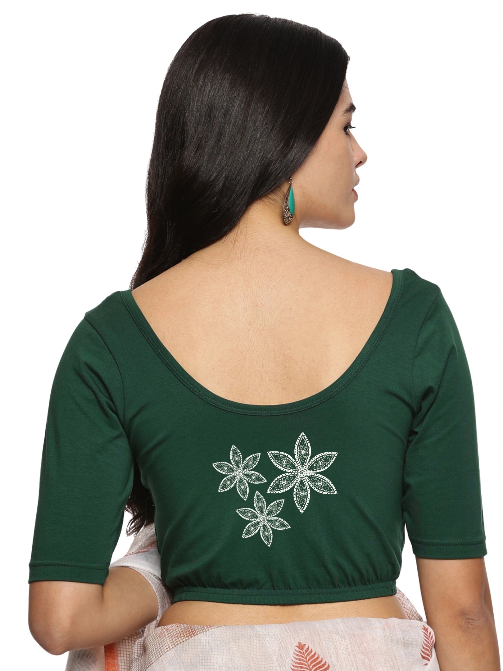 Women Back Printed Stretchable Blouse U0198