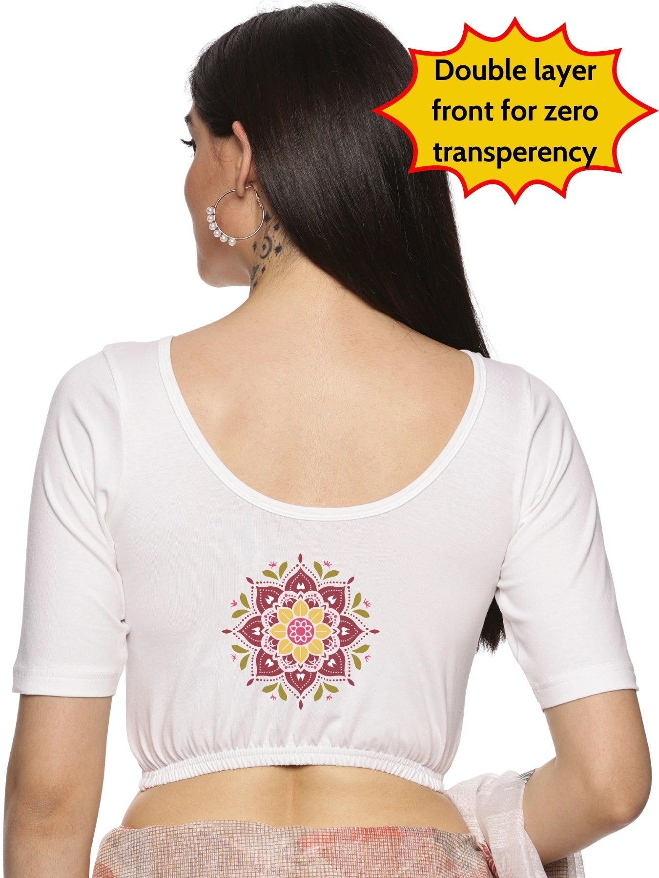 Women Back Printed Stretchable Blouse U0200