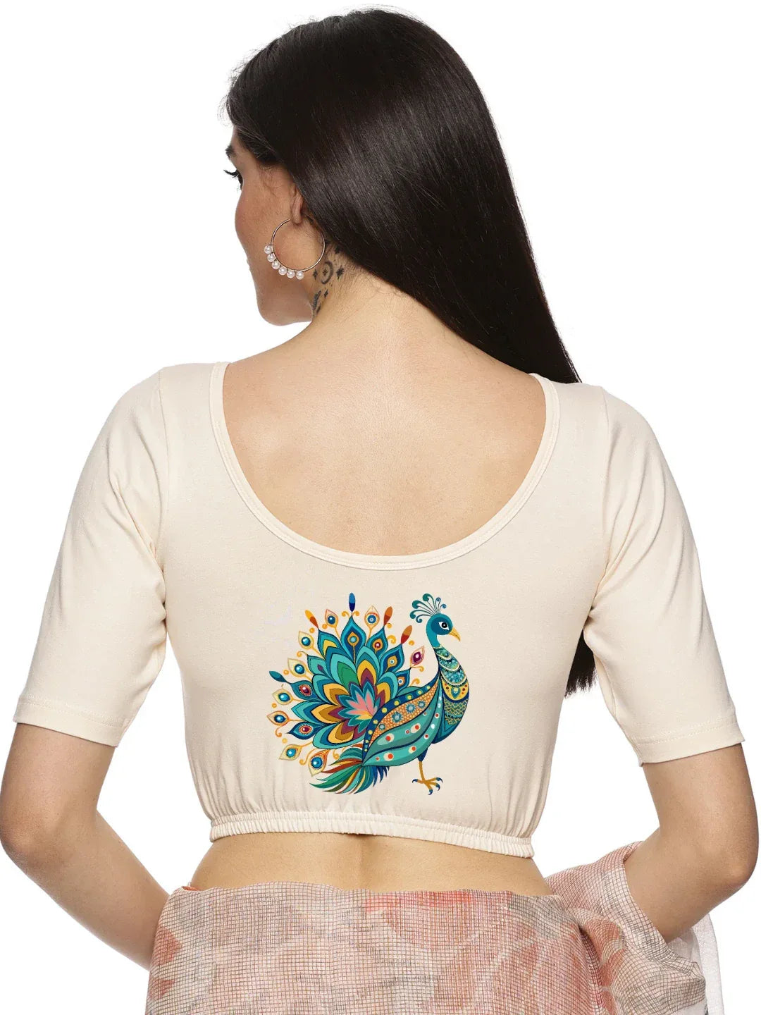 Women Back Printed Stretchable Blouse U0135 - notyetbyus