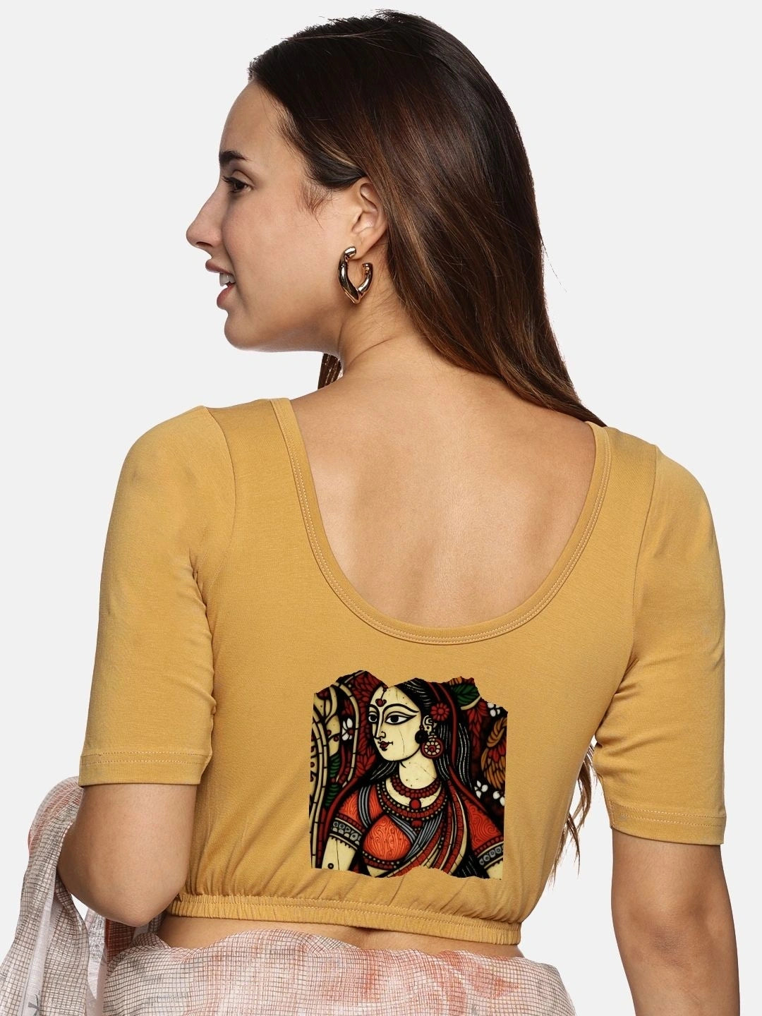 Women Back Printed Stretchable Blouse U0162 - notyetbyus