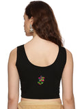 DIY Embroidery Kit with Women Stretchable Sleeveless Blouse E03 – Black