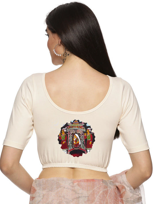 Women Back Printed Stretchable Blouse U0140 - notyetbyus