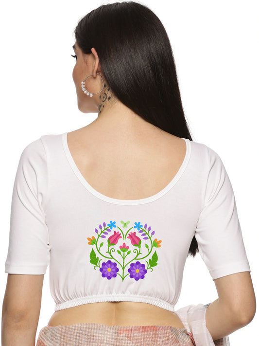 Women Back Printed Stretchable Blouse U0139 - notyetbyus