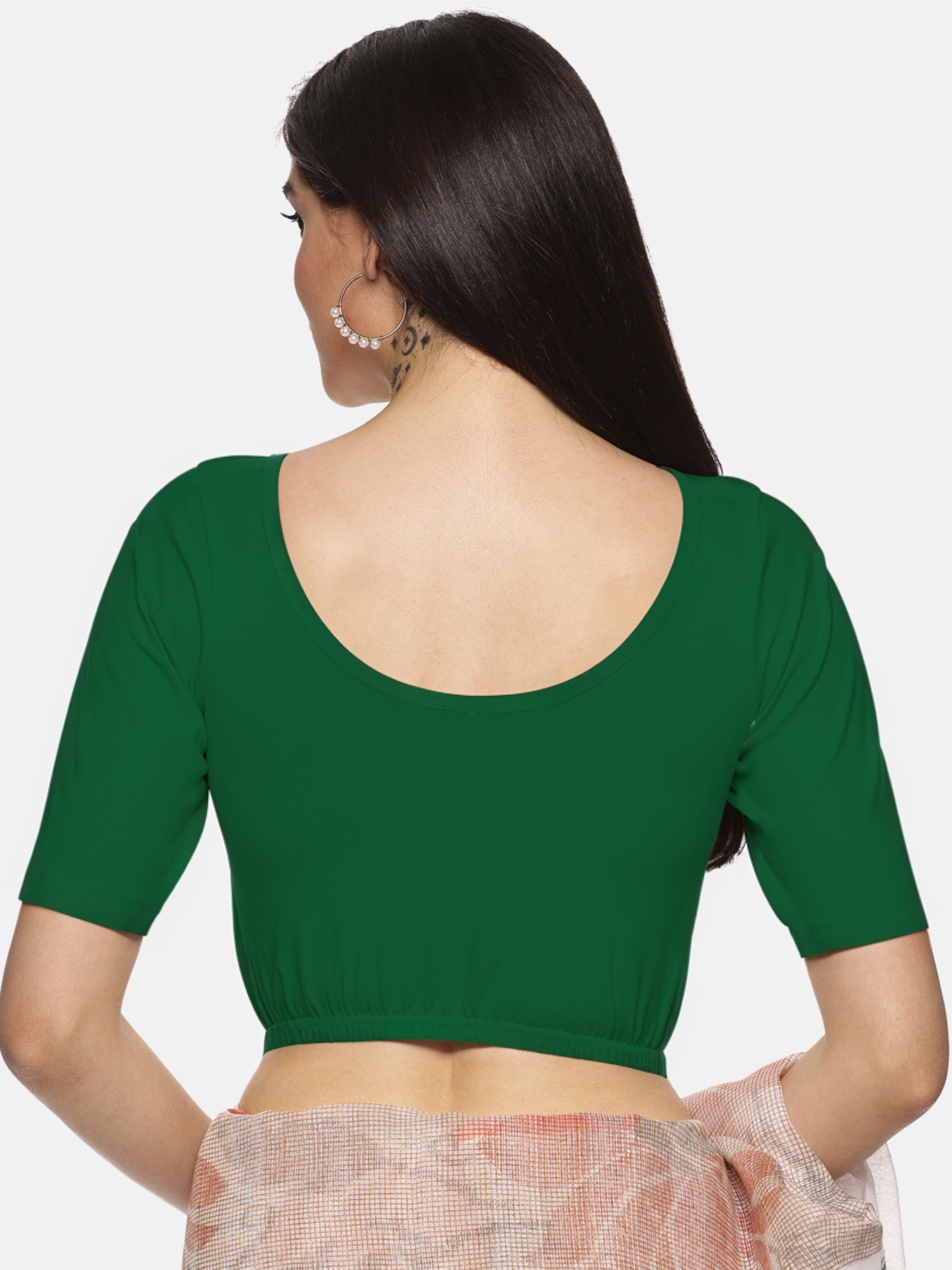 Women Plain Stretchable Blouse U01A - notyetbyus