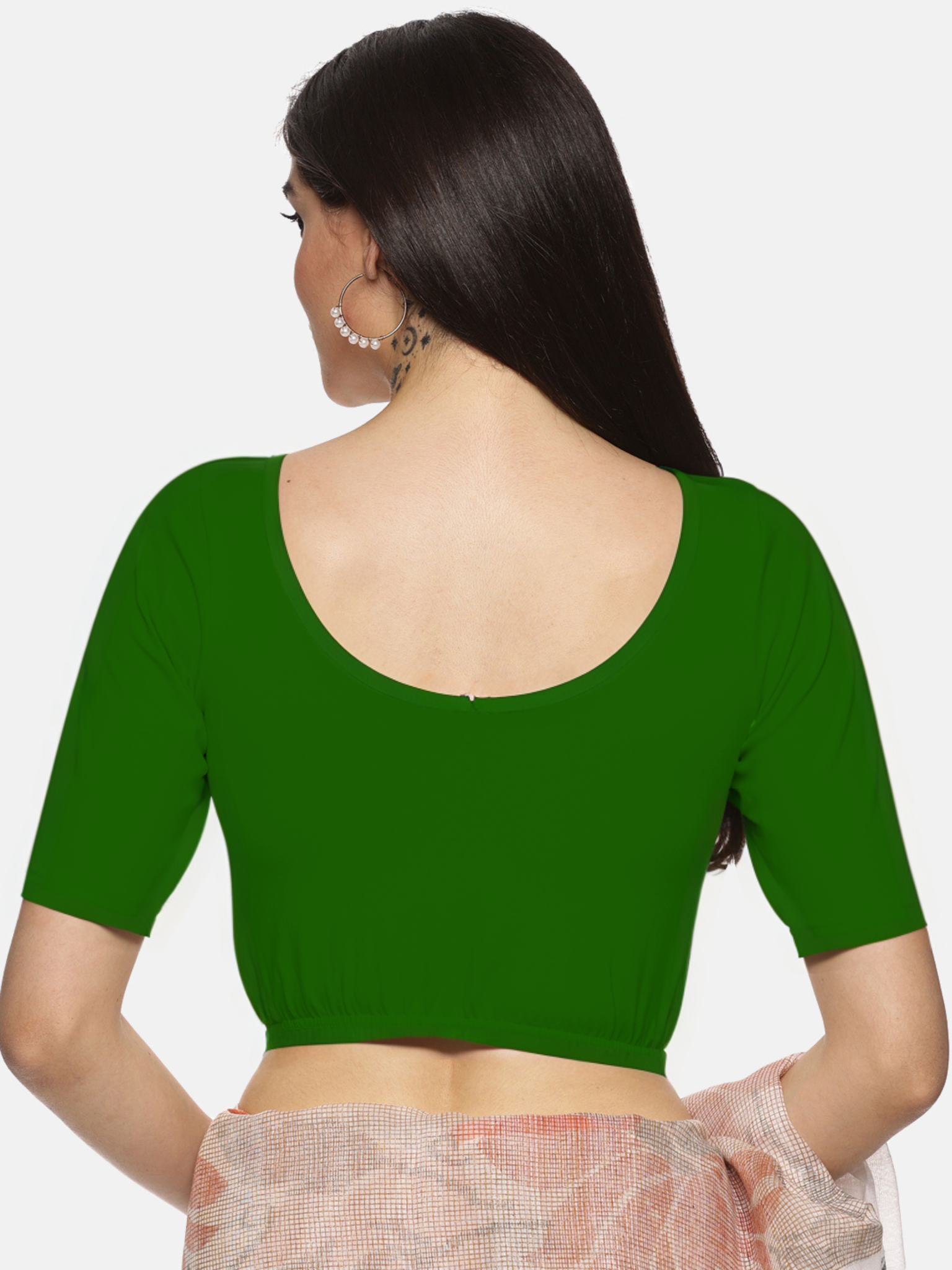Women Plain Stretchable Blouse U01A - notyetbyus