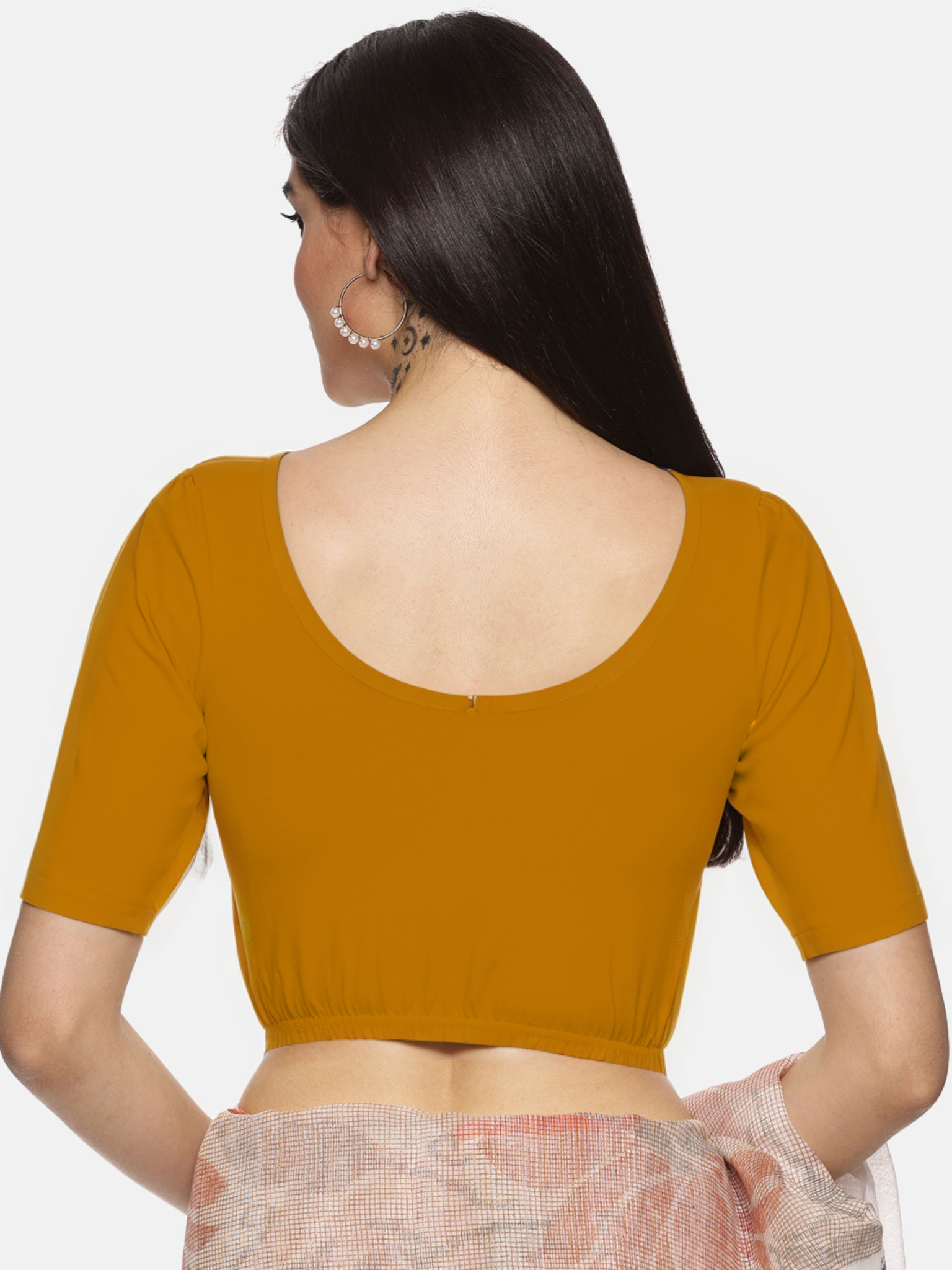 Women Plain Stretchable Blouse U01A - notyetbyus