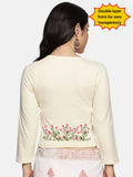 Women Three Fourth Sleeve Back Print Stretchable Blouse U0107 Cream
