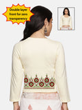 Women Three Fourth Sleeve Back Print Stretchable Blouse U0123 Cream