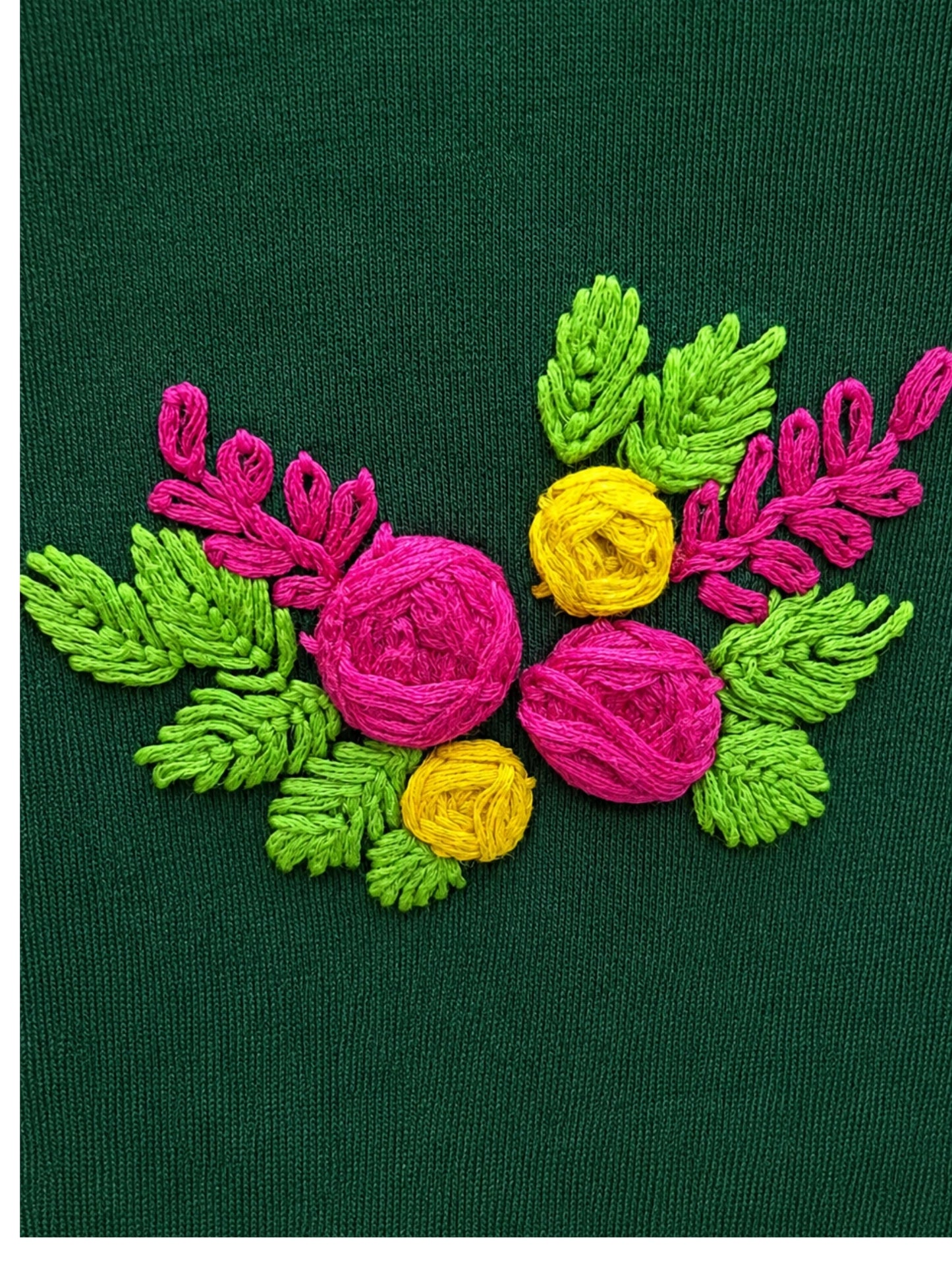 DIY Embroidery Kit with Women Stretchable Sleeveless Blouse E01 – Bottle Green