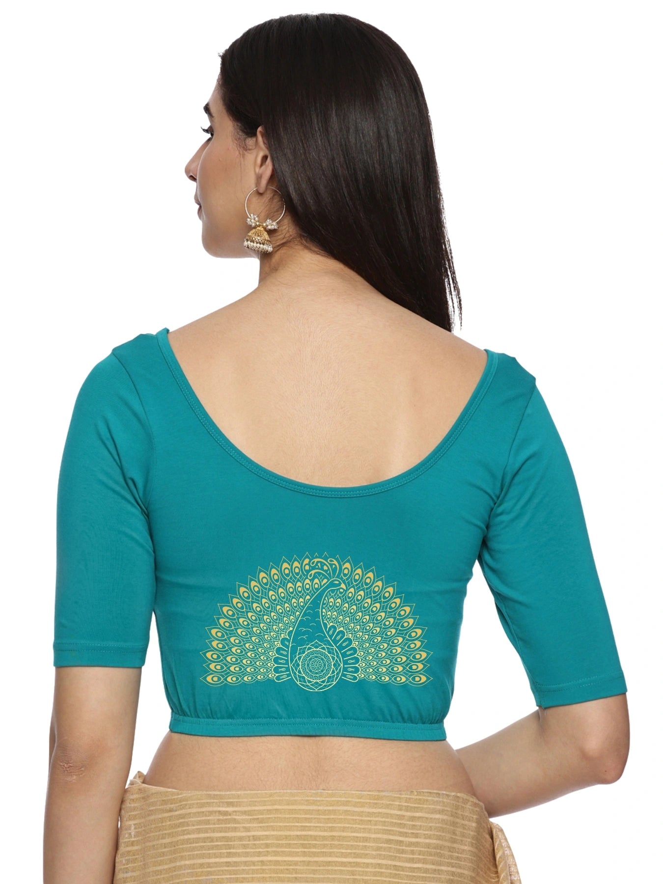 Women Back Printed Stretchable Blouse U015