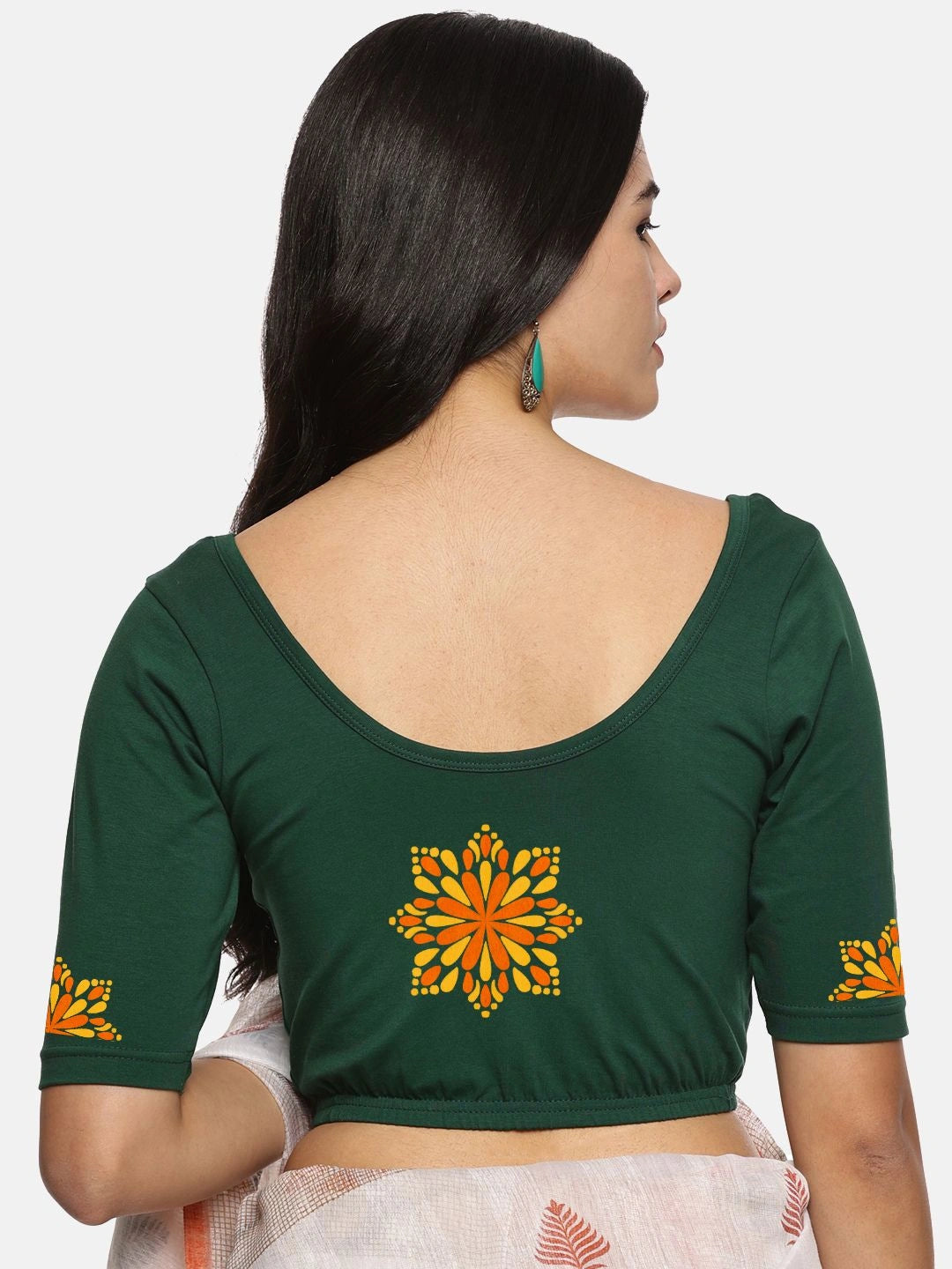 Women Back Printed Stretchable Blouse U0175