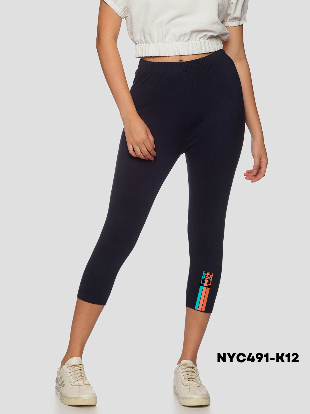 Women Stretchable Printed Legging Capri Nyc 491 K12 - notyetbyus